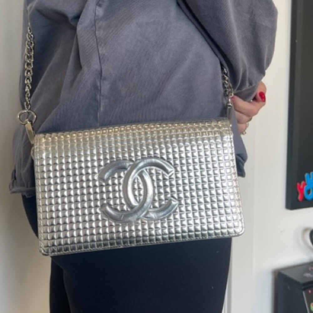 Authentic CHANEL wallet converted to crossbody with chain